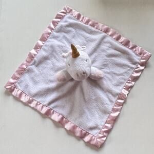 Cloud Island Unicorn Lovey 14 in Plush Security Blanket Pink Satin Baby Infant